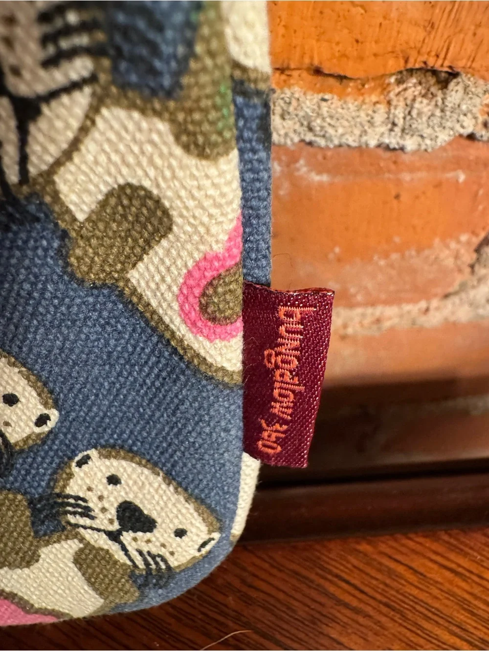 bungalow 360 Blue Otter Print Wristlet with Pink Stripe